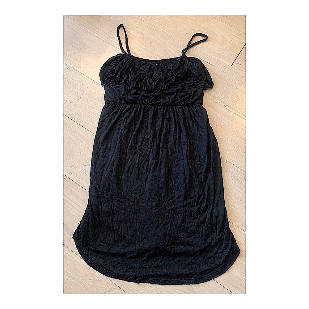 Ella Moss | black flower appliqué strapless dress